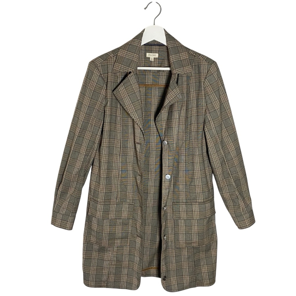 Pilcro Anthropologie Brown Plaid Blazer Size S Career Office Academia Style